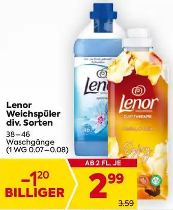 Billa Lenor Weichspüler 38-46 Waschgänge Angebot