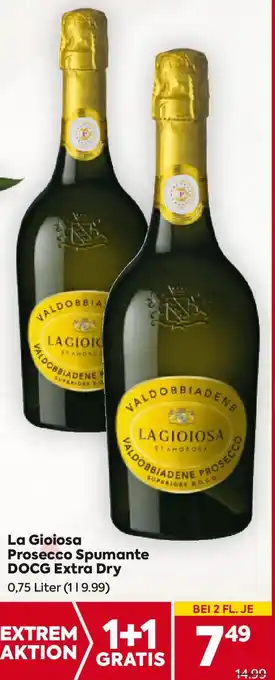 Billa La Gioiosa Prosecco Spumante DOCG Extra Dry 0.75Liter Angebot