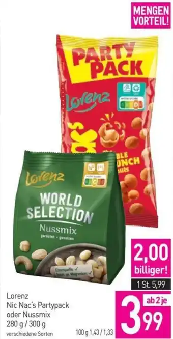Sutterlüty Lorenz Nic Nac's Partypack oder Nussmix 280 g/300 g Angebot
