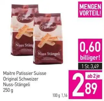 Sutterlüty Maitre Patissier Suisse Original Schweizer Nuss-Stängeli 250 g Angebot