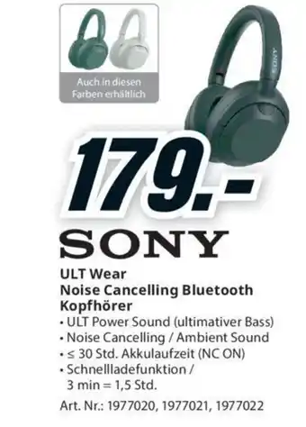 Media Markt ULT Wear Noise Cancelling Bluetooth Kopfhörer Angebot