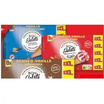 Lidl Bon Gelati Waffeltüten Eis versch. Sorten Lidl 8 Stück 1 Packung Angebot