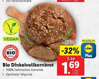 Lidl Bio Dinkelvollkornbrot 500g Angebot