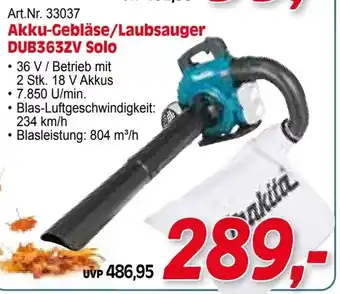 Zgonc Akku-Gebläse/Laubsauger DUB363ZV Solo Angebot
