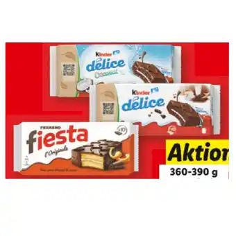 Lidl Ferrero /Kinder Fiesta oder Delice versch. Sorten Lidl 1 Packung Angebot