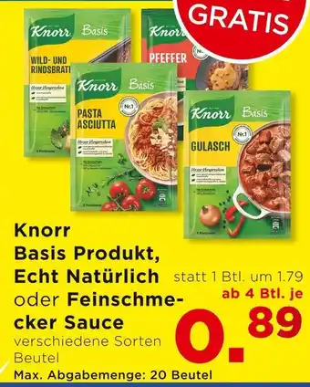 Unimarkt Knorr Basis Produkt, Echt Natürlich oder Feinschmecker Sauce Angebot