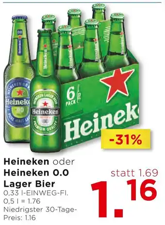 Unimarkt Heineken oder Heineken 0.0 Lager Bier 0.5L Angebot