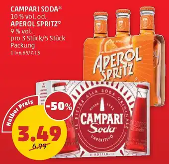 PENNY CAMPARI SODA10% vol. od. APEROL SPRITZ 9% vol pro 3 Stück/5 Stück Packung Angebot