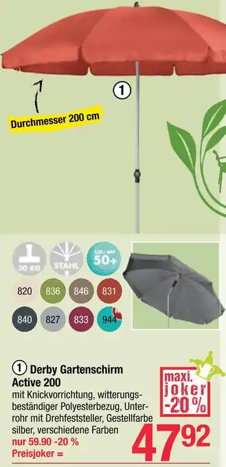 Maximarkt Derby Gartenschirm Active 200 Angebot