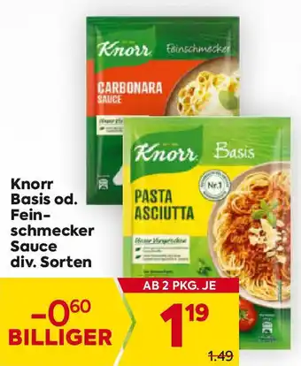 Billa Knorr Basis od. Fein- schmecker Sauce Angebot