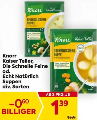 Billa Knorr Kaiser Teller, Die Schnelle Feine od. Echt Natürlich Suppen Angebot