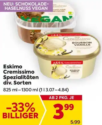 Billa Eskimo Cremissimo Spezialitäten 825ml-1300ml Angebot