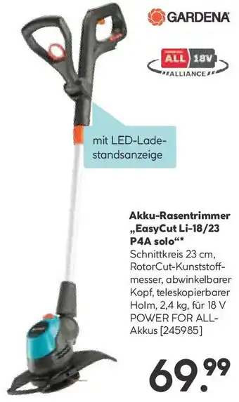 Hellweg Akku-Rasentrimmer EasyCut Li-18/23 P4A solo Angebot