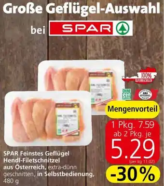 Spar SPAR Feinstes Geflügel Hendl-Filetschnitzel Angebot