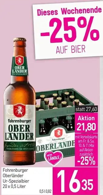 Sutterlüty Fohrenburger Oberländer Ur-Spezialbier 20 x 0,5 Liter Angebot