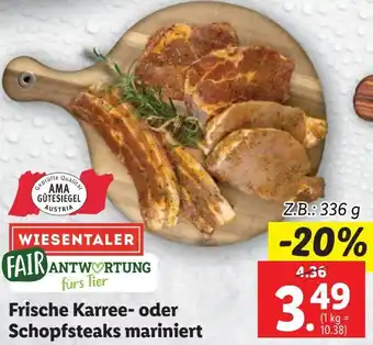 Lidl Frische Karree- oder Schopfsteaks mariniert Angebot