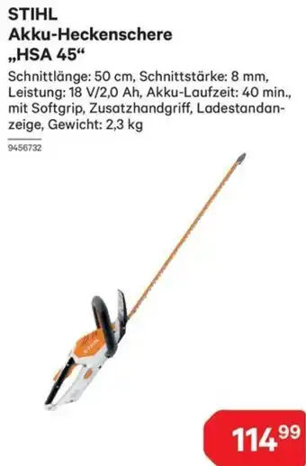 Lagerhaus STIHL Akku-Heckenschere HSA 45 Angebot