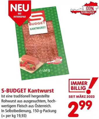 Interspar S-BUDGET Kantwurst Angebot