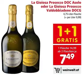 Interspar La Gioiosa Prosecco DOC Asolo oder La Gioiosa Prosecco Valdobbiadene DOCG Angebot