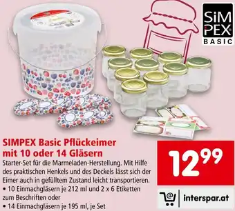 Interspar SIMPEX Basic Pflückeimer mit 10 oder 14 Gläsern Angebot