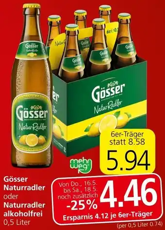 Spar Gösser Naturradler oder Naturradler alkoholfrei 0,5 Liter Angebot