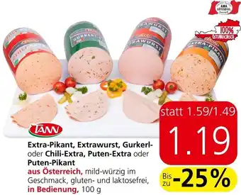 Spar Extra-Pikant, Extrawurst, Gurkerl- oder Chili-Extra, Puten-Extra oder Puten-Pikant Angebot