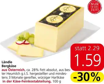 Spar Ländle Bergkäse Angebot