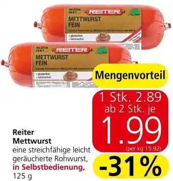 Spar Reiter Mettwurst Angebot