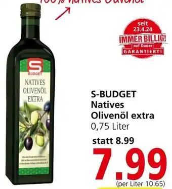 Spar S-BUDGET Natives Olivenöl extra 0,75 Liter Angebot