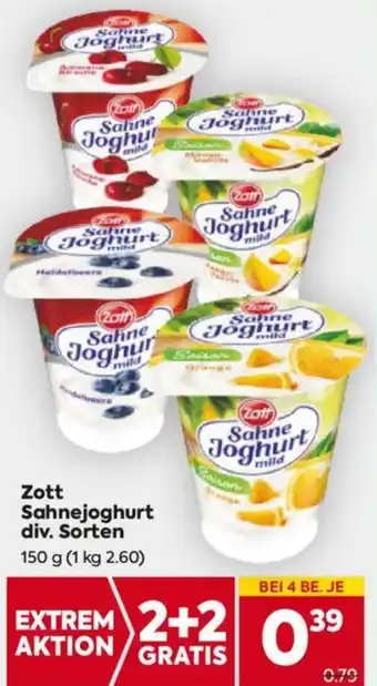 Billa Zott Sahnejoghurt Angebot