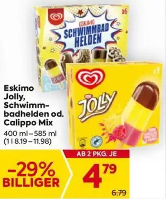 Billa Eskimo Jolly, Schwimm- badhelden od. Calippo Mix Angebot