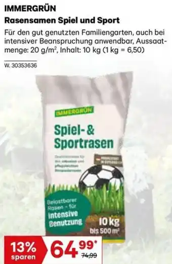 Lagerhaus IMMERGRÜN Rasensamen Spiel und Sport Angebot