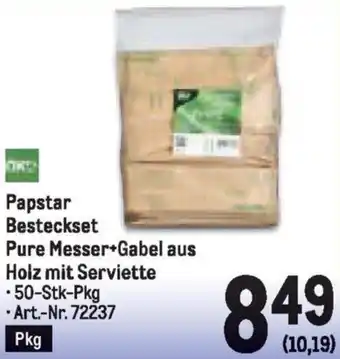 Metro Papstar Besteckset Pure Messer Gabel aus Holz mit Serviette Angebot