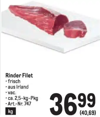 Metro Rinder Filet Angebot