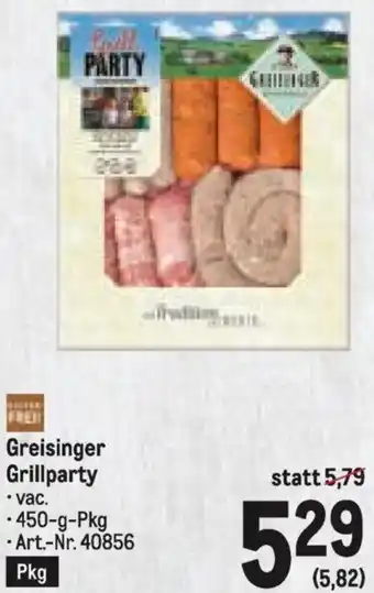 Metro Greisinger Grillparty Angebot