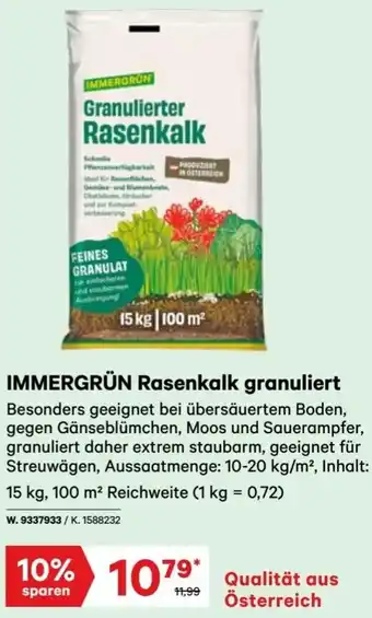 IMMERGRÜN Rasenkalk granuliert