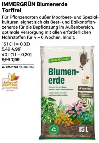 Lagerhaus IMMERGRÜN Blumenerde Torffrei Angebot