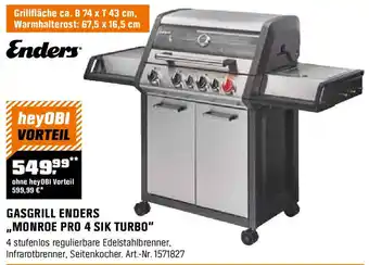 OBI GASGRILL ENDERS MONROE PRO 4 SIK TURBO Angebot