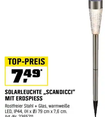 OBI SOLARLEUCHTE SCANDICCI MIT ERDSPIESS Angebot