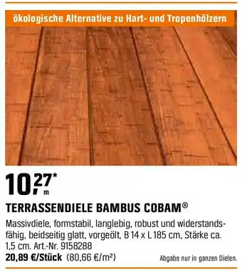 OBI TERRASSENDIELE BAMBUS COBAM Angebot