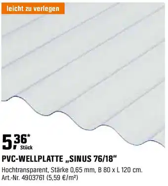 OBI PVC-WELLPLATTE SINUS 76/18 Angebot