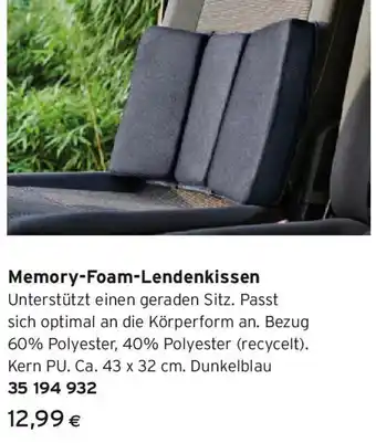 Tchibo Eduscho Memory-Foam-Lendenkissen Angebot