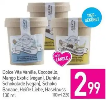 Sutterlüty Dolce Vita Vanille, Cocobello, Mango Exotic (vegan), Dunkle Schokolade (vegan), Schoko Banane, Heiße Liebe, Haselnuss 130 ml Angebot