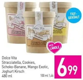 Sutterlüty Dolce Vita Stracciatella, Cookies, Schoko-Banane, Mango Exotic, Joghurt Kirsch 480 ml Angebot