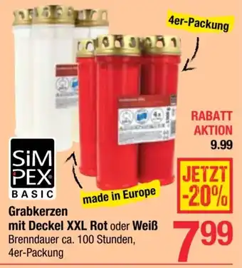 Maximarkt Grabkerzen mit Deckel XXL Rot oder Weiß Angebot