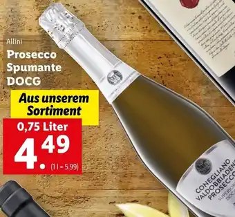 Lidl Allini Prosecco Spumante DOCG 0,75 Liter Angebot