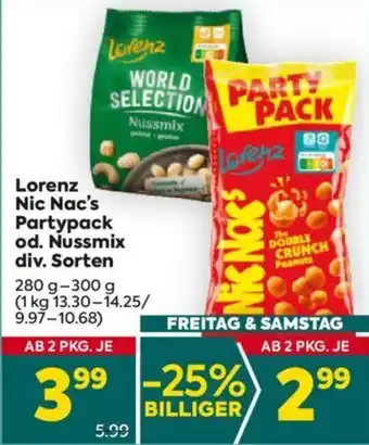 Billa Lorenz Nic Nac's Partypack od. Nussmix 280g-300g Angebot