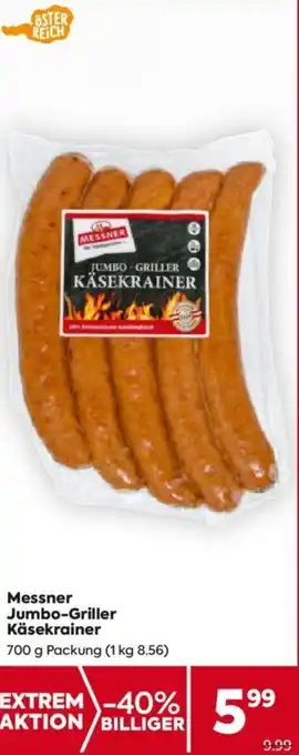 Billa Messner Jumbo-Griller Käsekrainer 700 g Angebot