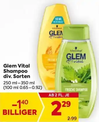 Billa Glem Vital Shampoo 250ml-350ml Angebot