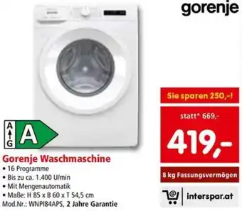 Interspar Gorenje Waschmaschine Angebot